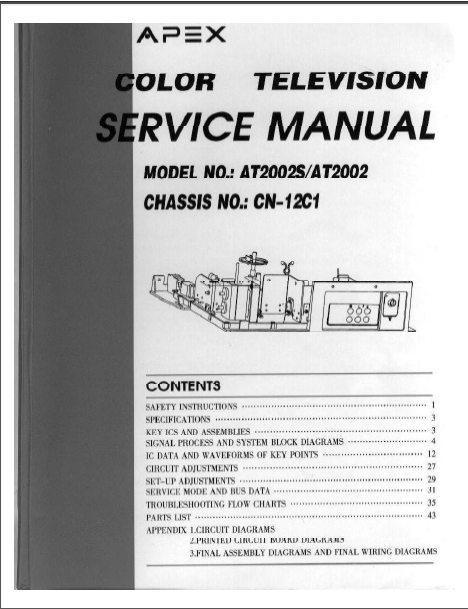 APEX AT2002S-AT2002 Color TV Receiver Service Manual