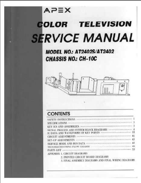 APEX AT2402S-AT2402 Color Television Service Manual