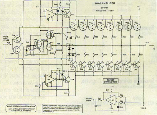AUDIO RESEARCH D-400 Amplifier Schematic