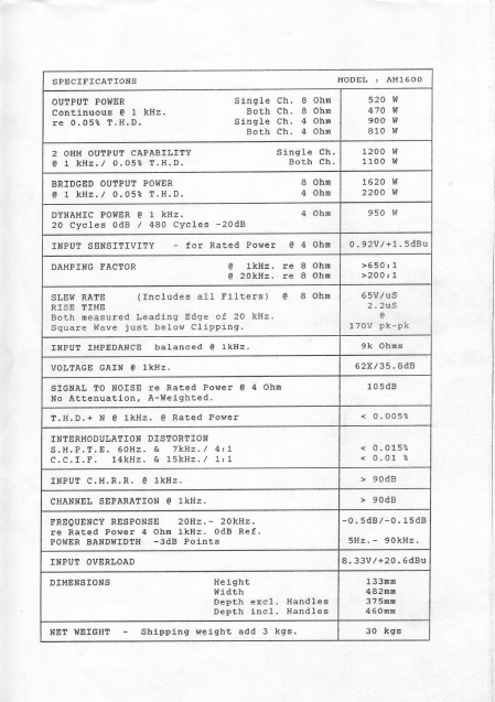 AUSTRALIAN MONITOR AM1600 Schematics