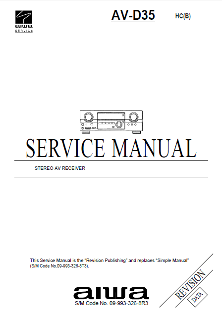 AIWA AV-D35 HC Revision Data Service Manual