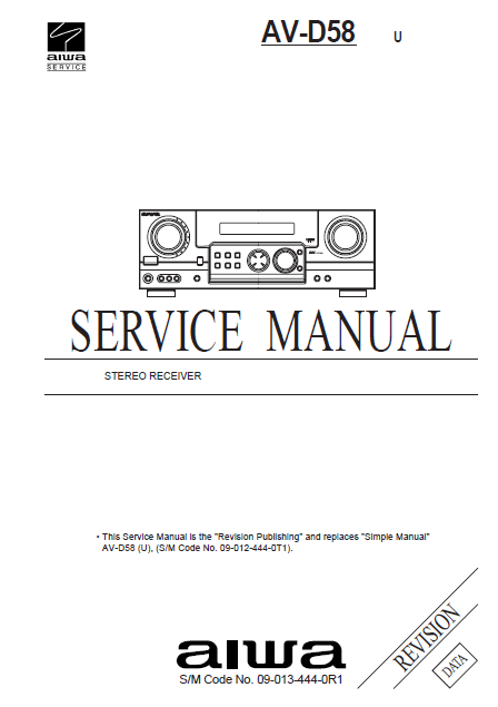 AIWA AV-D58 U Stereo Revision Service Manual