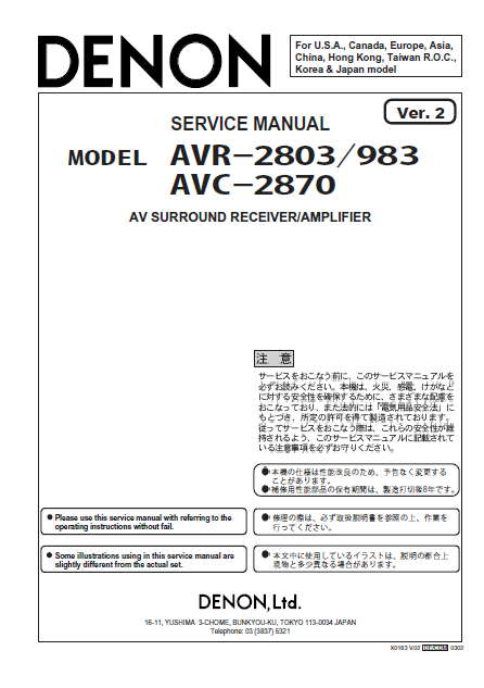 DENON AVC-2870 2803 983 Service Manual