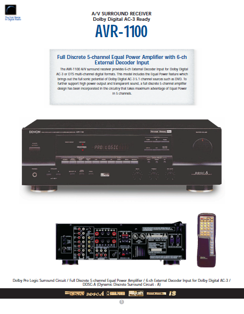 DENON AVR-1100 brochure Service Manual