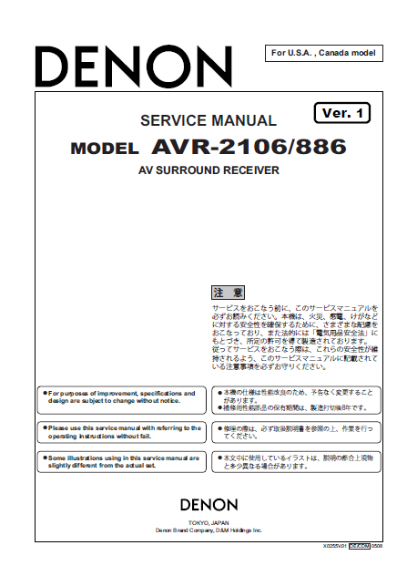DENON AVR-2106, 886 Service Manual
