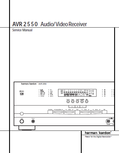 Harman Kardon Model AVR2550 Audio Video Receiver Service Manual