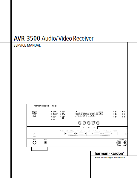 Harman Kardon Model AVR-3500 Audio Video Receiver Service Manual