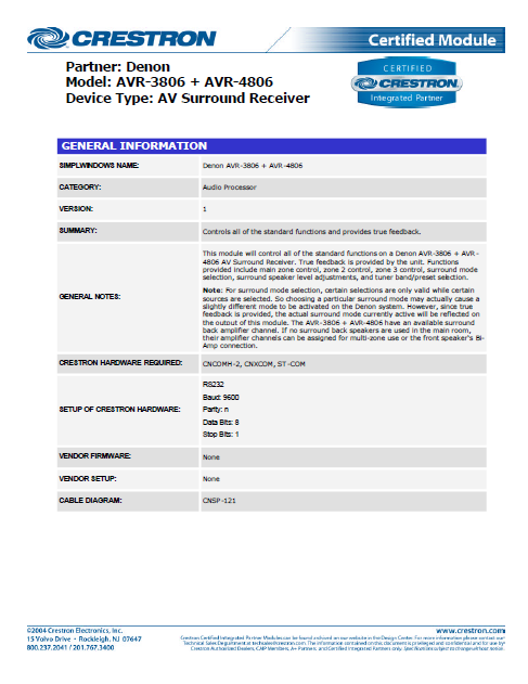 DENON AVR-3806 AVR-4806_help Service Manual