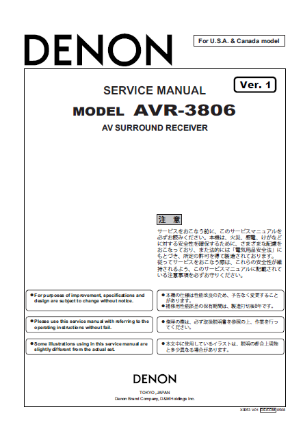 DENON AVR-3806 AV Surround Receiver Service Manual