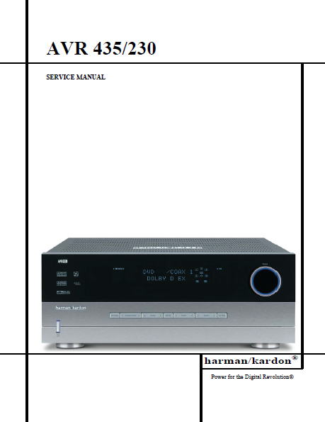 Harman Kardon Model AVR 435-230 Service Manual