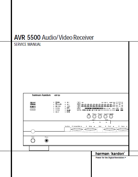Harman Kardon Model AVR5500 Audio Video Receiver Service Manual