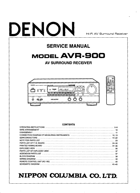 DENON AVR-900E2_SM_V01 Service Manual
