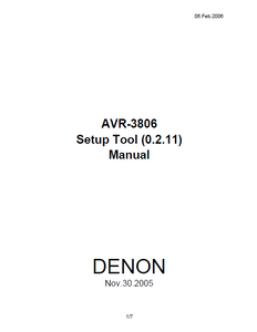 DENON AVR-3806 Setup Tool Instruction Manual