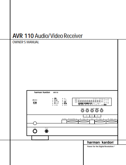 Harman AVR 110 Audio Video Receiver Owner's Manual