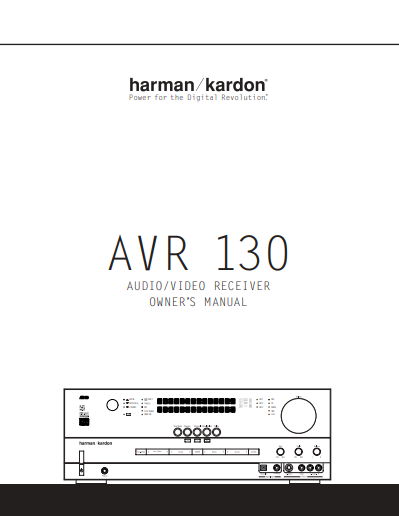 Harman AVR 130 Audio Video Receiver Owner's Manual