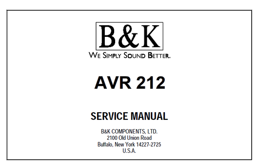 Harman Kardon Model AVR 212 Service Manual