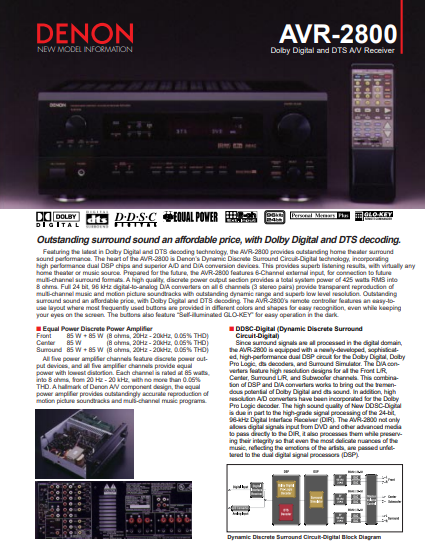 DENON AVR-2800 Service Manual