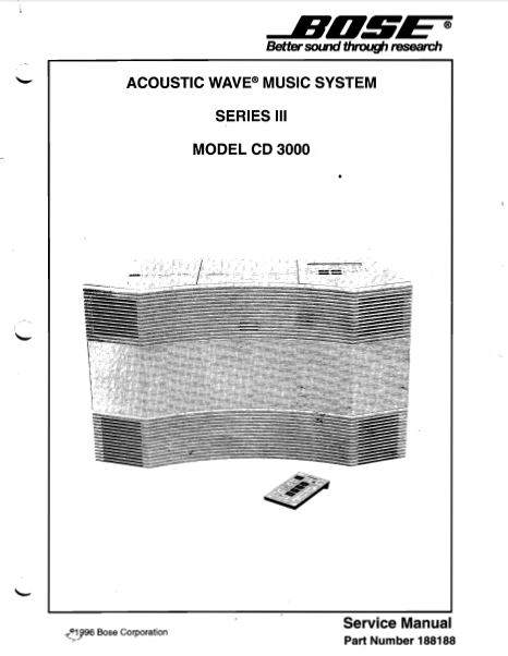BOSE AW CD3000 Music SeriesIII Service Manual