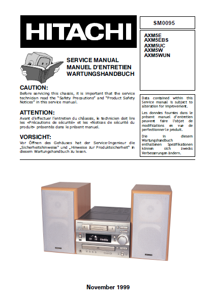 HITACHI AX-M5E Component System Service Manual