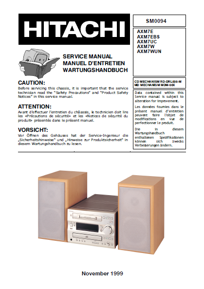 HITACHI AX-M7E Component System Service Manual