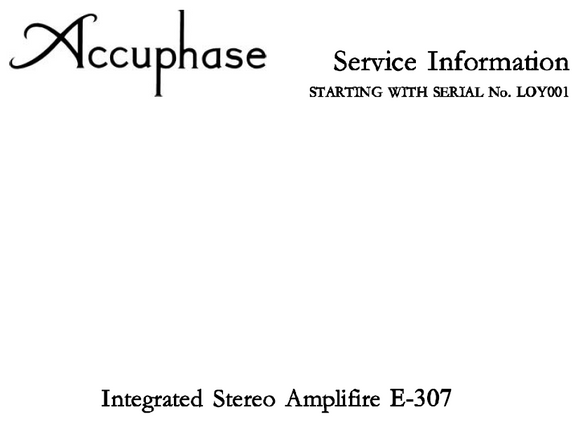 Accuphase E-307 Service Manual