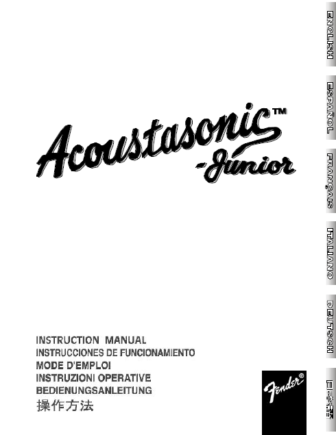 FENDER Acoustasonic Junior Instruction Manual