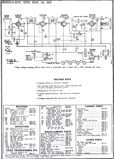 Admiral 5E31 Vintage Clock Radio Operation Manual