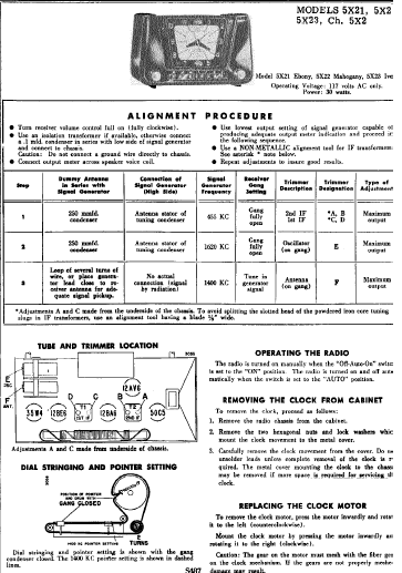 Admiral Model 5X21 Vintage Radio Manual