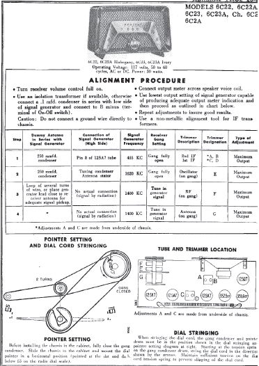 Admiral 6C22 Vintage Radio Schematics