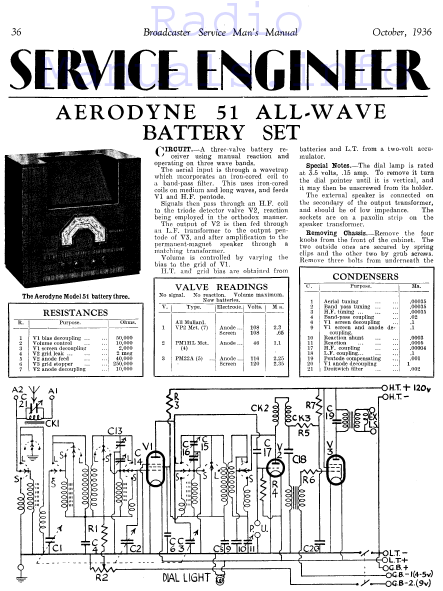 AERODYNE 51 All Wave Battery Set Engineer Radio Manual