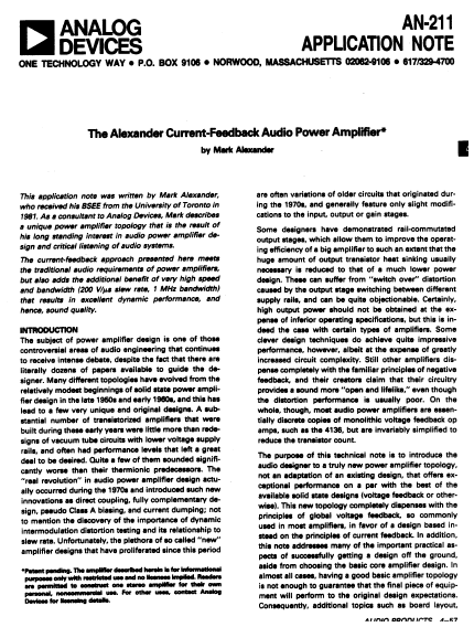 ALEXANDER AN-211 Audio Power Amplifier Service Manual