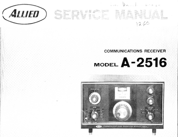 ALLIED A-2516 Communications Receiver Service Manual
