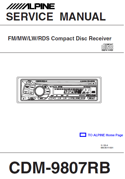 ALPINE  CDM-9807RB FM CD Receiver Service Manual