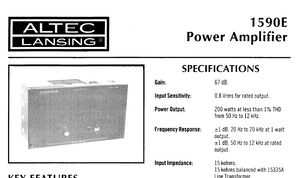 ALTEC LANSING 1590E Power Amplifier Operation Manual