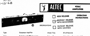 ALTEC LANSING 436C Power Amplifier Operations Manual
