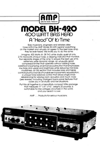 AMPLIFIED BH-420 Music Products Service Manual