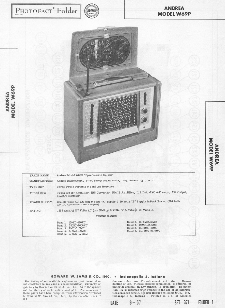 AMC ANDREA W69P Spacemaster Deluxe Service Manual