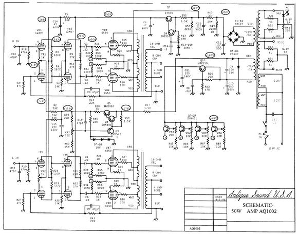 Antique Sound USA AMP AQ1002 Schematic