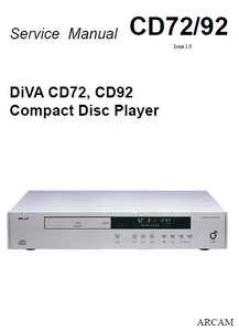 ARCAM ALPHA CD72-92 Compact Disc Player Service Manual