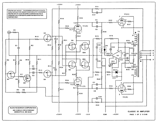 AUDIO RESEARCH Classic30 Schalt Amplifier Schematic