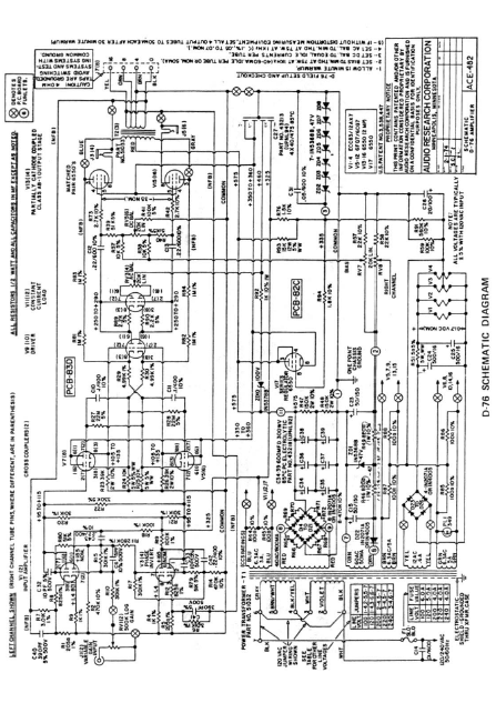 AUDIO RESEARCH D-76 Amplifier Schematics