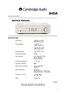 Cambridge Audio 840A Service Manual