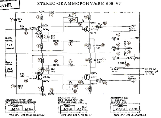 B-O Stereo Grammophon Amplifier 608 VF Schematics