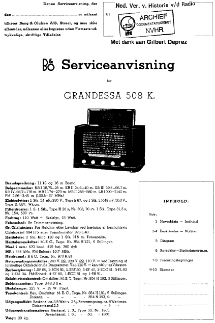 B-O Grandessa 508K Super Receiver Service Manual