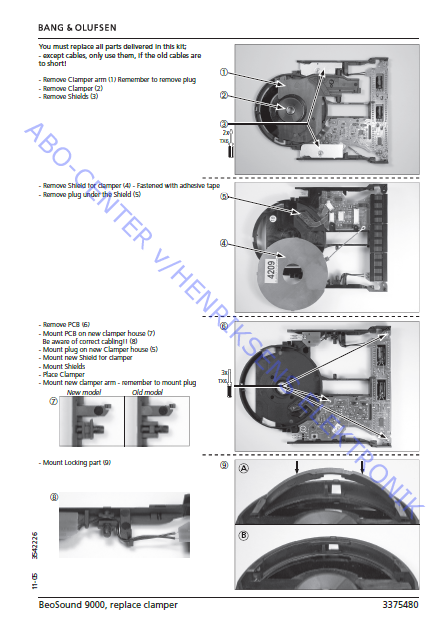 B.O Beosound 9000 Replace Clamper