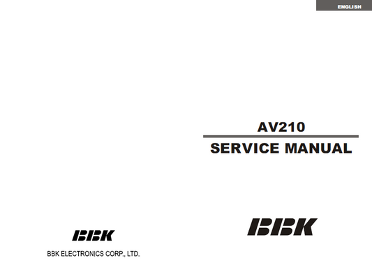 BBK AV210 Amplifier Service Manual