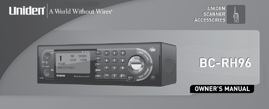 BEARCAT BC-RH96 Scanner Accessories Owner's Manual