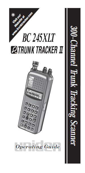 BEARCAT BC-245XLT Trunk TrackerII Owner's Manual