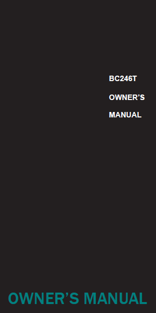 BEARCAT BC-246T Scanner Radio Owner's Manual