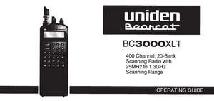 BEARCAT BC-3000XLT Scanner Radio Operating Manual